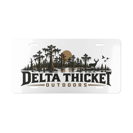 Delta Thicket Outdoors Vanity Plate – Swamp Sunset License Plate for Hunters & Nature Lovers